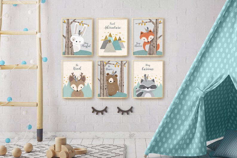 Affiches mignonnes animaux des bois - Créatrice ETSY : EliorDécor