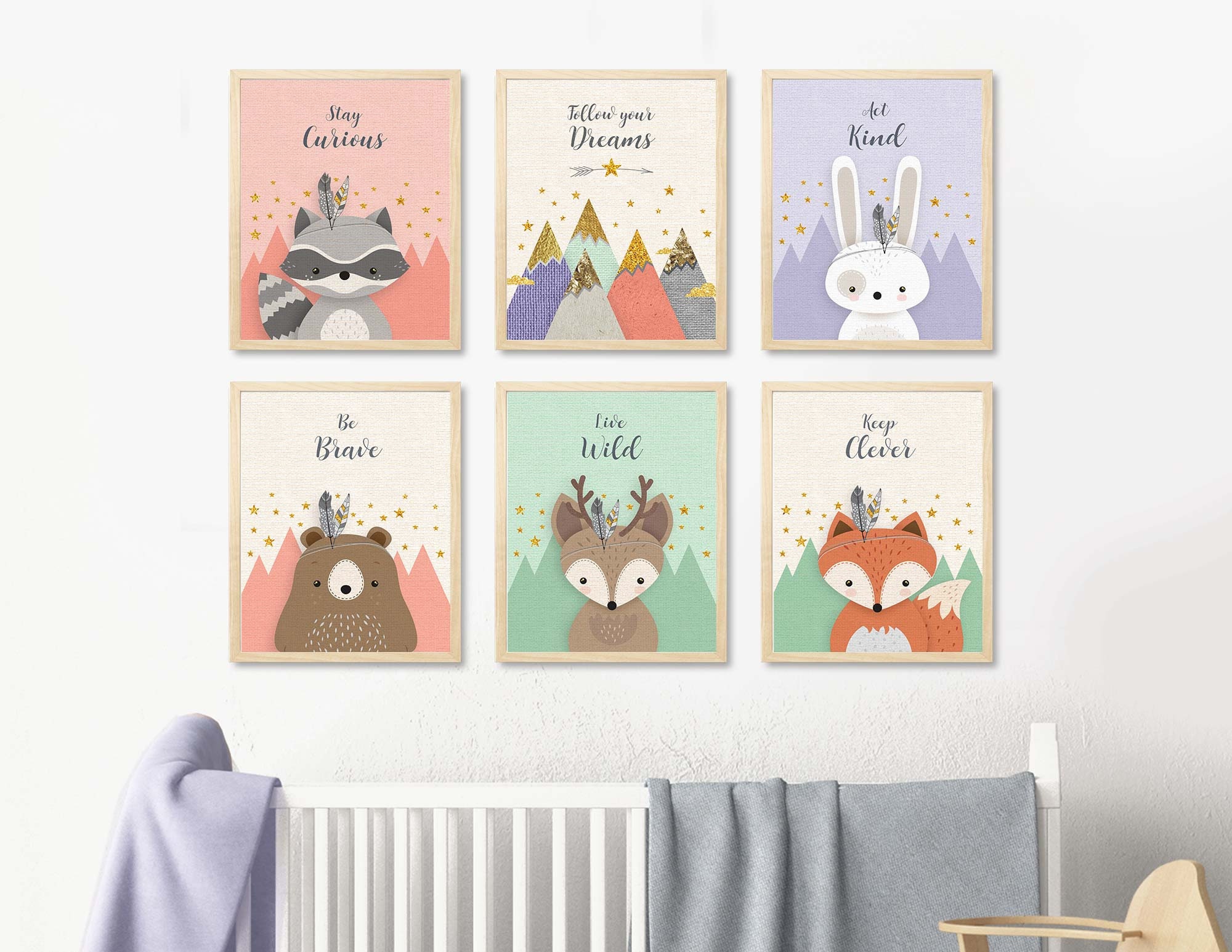 Baby Girl Nursery Wall Art Set of 6 Prints Girl Nursery Wall Etsy