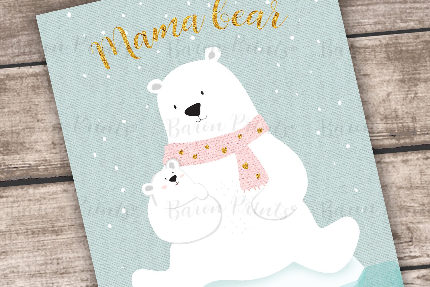 Mama Bear Printable Poster Card Bundle Polar Bear Nursery | Etsy