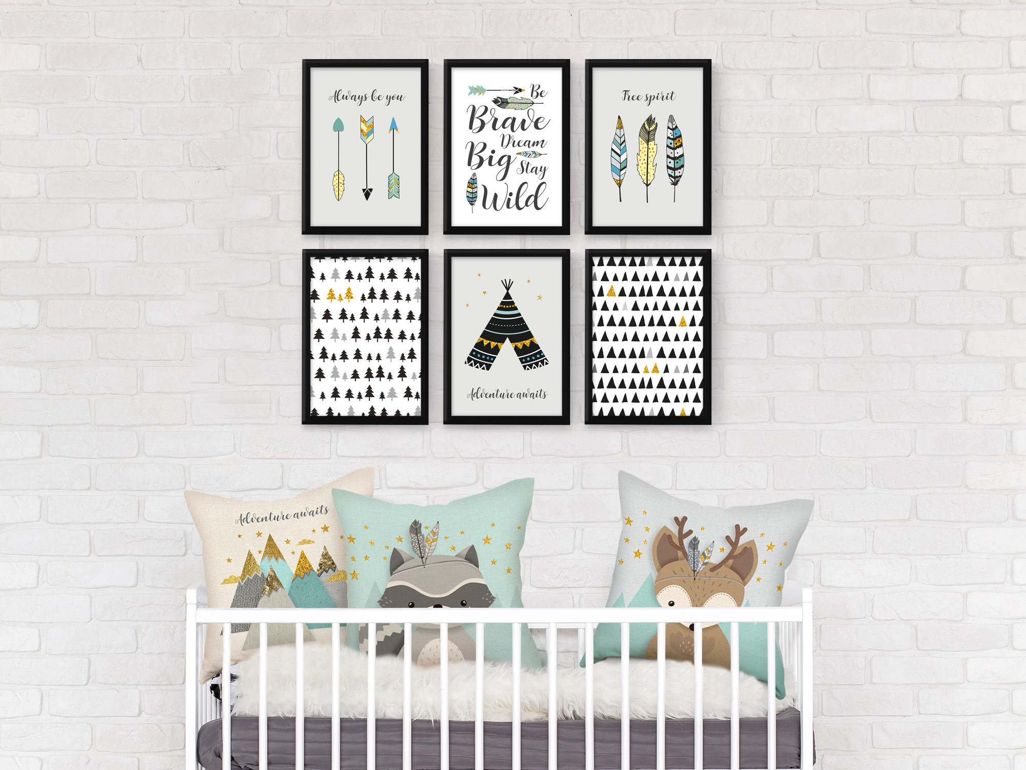 Boho nursery Woodland nursery Nursery wall art Nursery Etsy