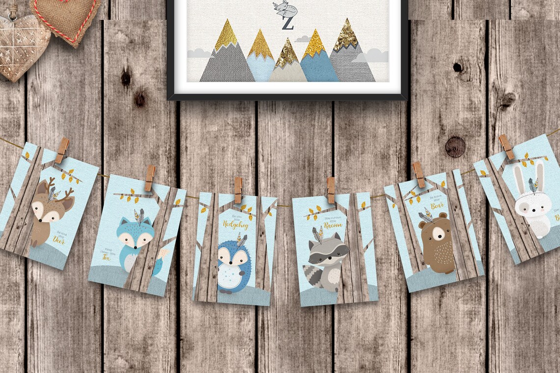 Woodland nursery Woodland postcard Card Set of 6 printable | Etsy