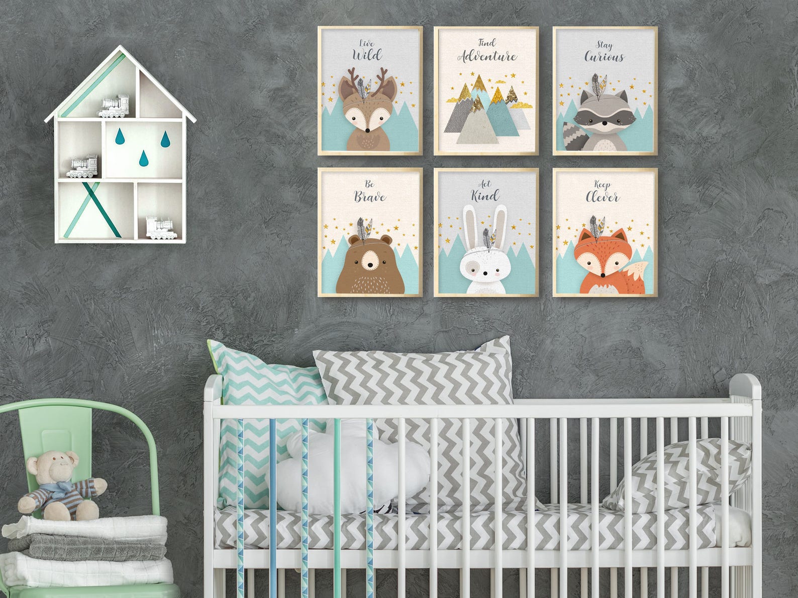 Baby Boy Nursery Baby Boy Gift Nursery Print Set of 6 Etsy