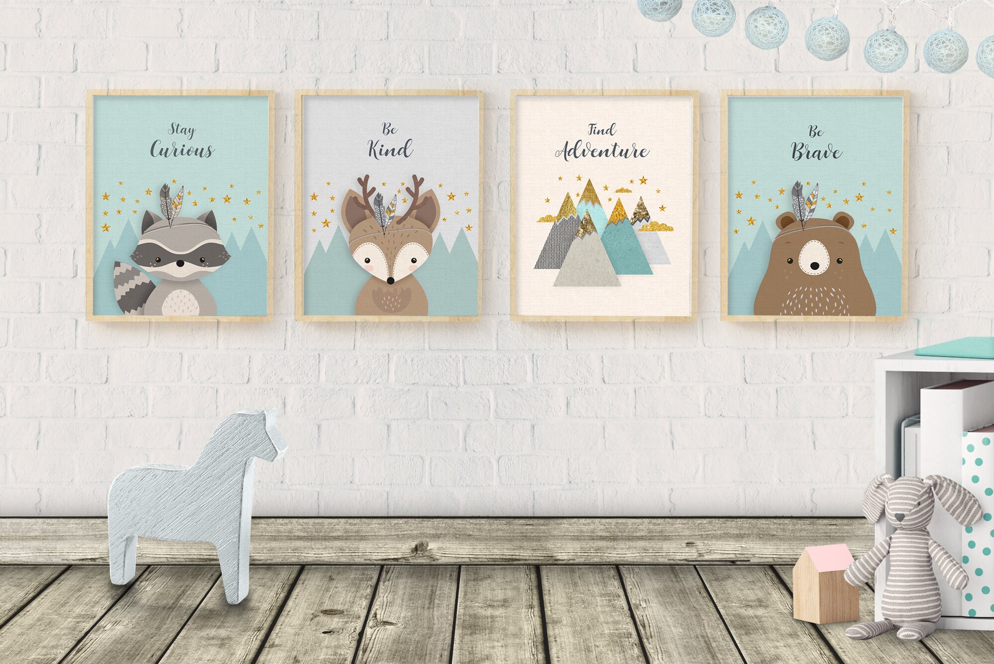 Woodland Nursery Christmas Gift Set of 4 Nursery Print 4 Set Etsy