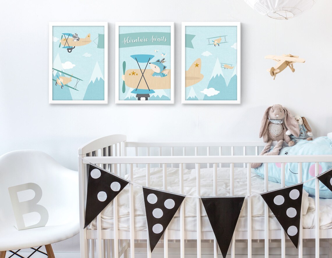 Airplane Nursery Plane Nursery Decor Boy Nursery Decor Etsy