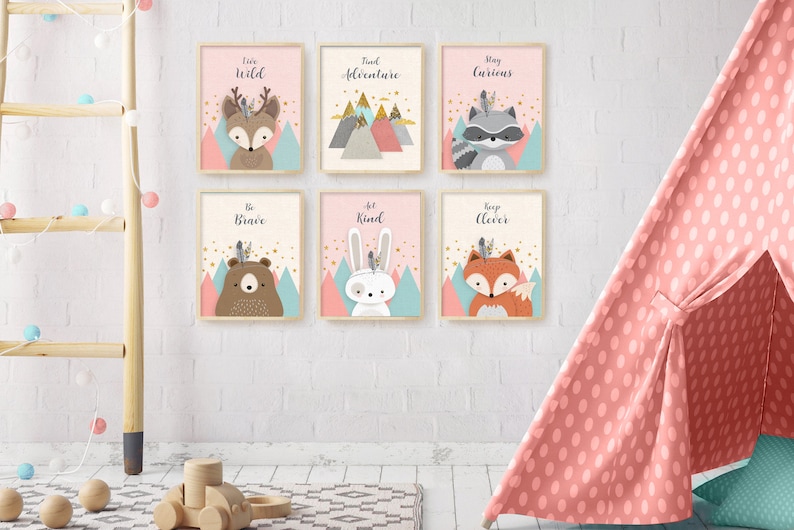 Affiches mignonnes animaux des bois - Créatrice ETSY : EliorDécor