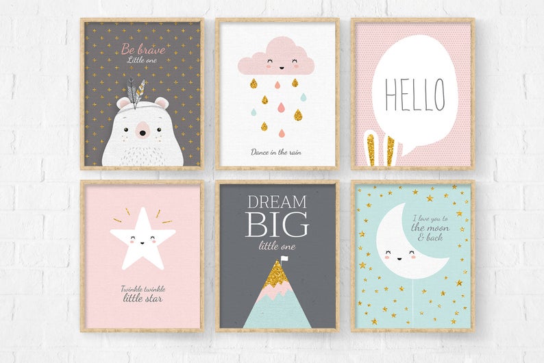 Nursery Moon Scandinavian Print Minimal Nursery Stars Nursery Quote Print Baby Shower Gift Nursery Prints Nursery Wall Art Baby Gift