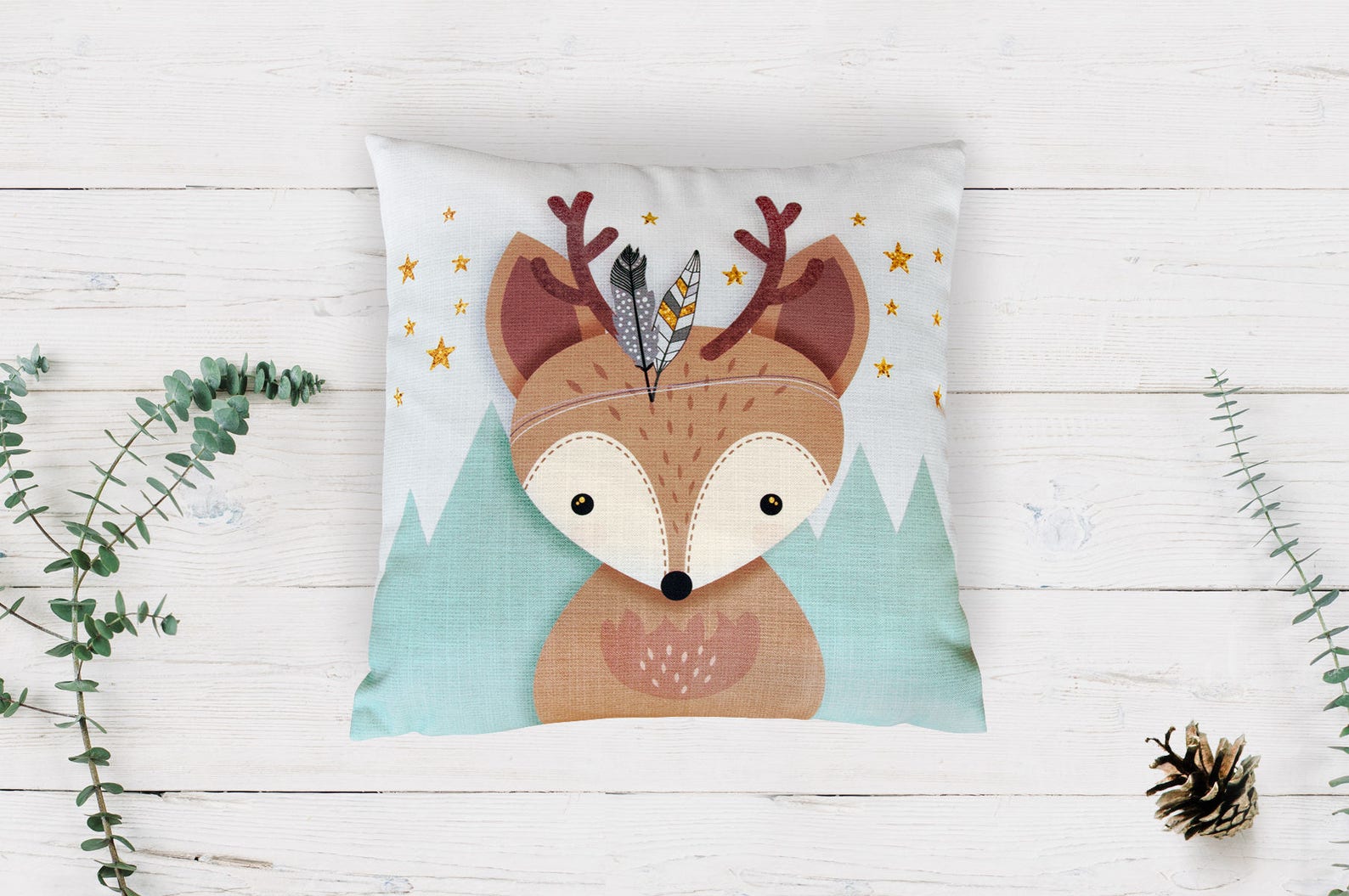 Woodland Animal Pillow Set Nursery Throw Pillow Set Etsy