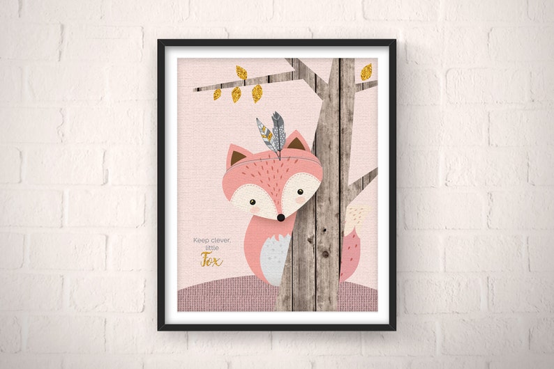 Woodlands Nursery Nursery Wall Art Rustic Nursery Fox Etsy