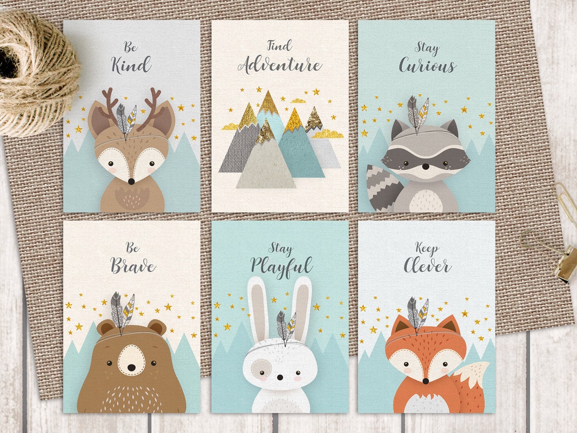 Printable Forest Friends Wall Art Set of 6 Etsy