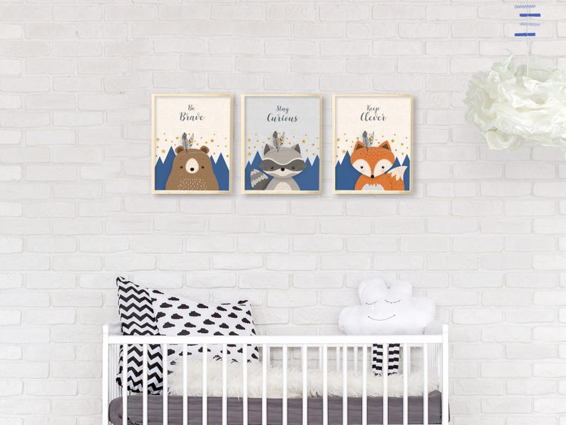 Woodland nursery Nursery wall art Baby boy nursery Nursery Etsy