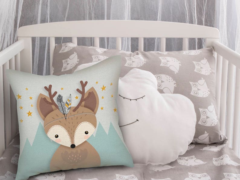 Deer Pillow Nursery pillow Baby pillow Woodland Nursery Etsy