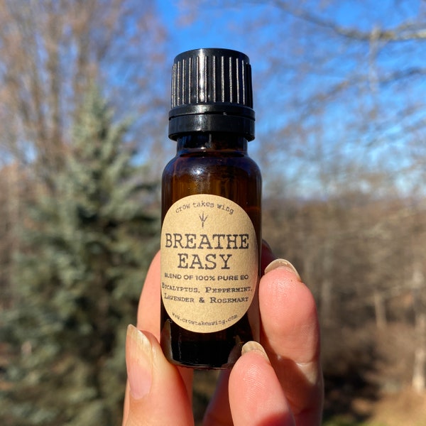 Breathe Easy Essential Oil Aromatherapy Blend // 0.5oz // Eucalyptus, Peppermint, Lavender, Rosemary EO for Diffuser and Topical