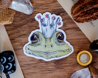 Auggie's Crown - Vinyl Frog Sticker // 2 x 3"