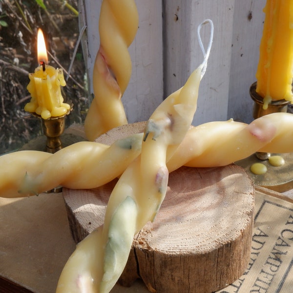 100% Raw Beeswax Apple Blossom Duplero Candle // Twin Flame Candle // Manifestation // Beltane // Marriage or Commitment Ceremony