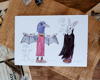 Crow Meets a Friend // 5x7" Art Print