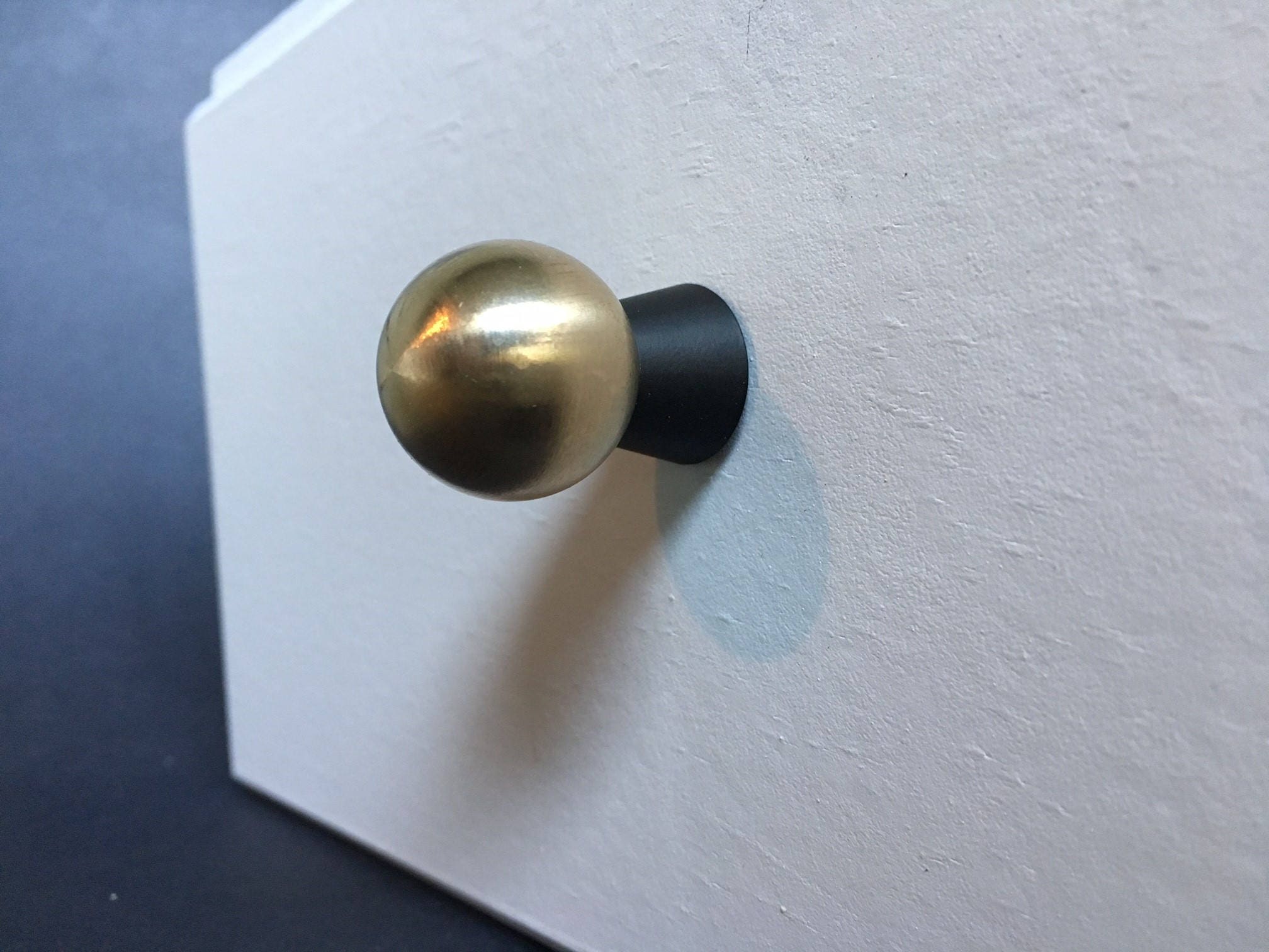 Black Ball Knob Brass Ball Knob Black and Brass Drawer Knob Etsy
