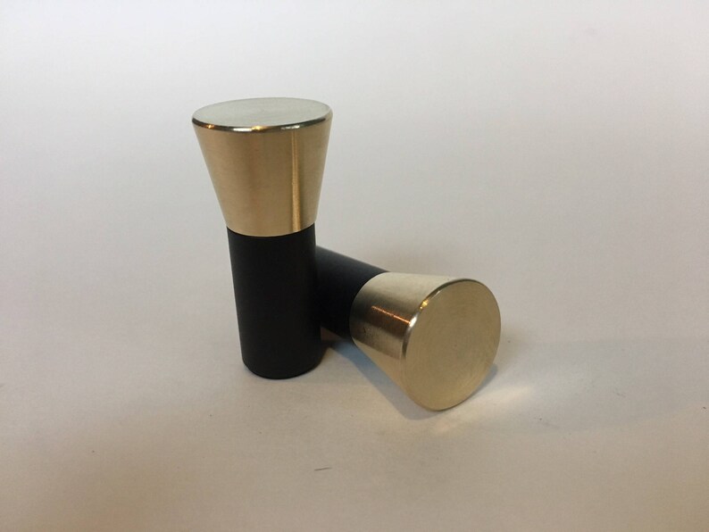 Black and Brass Tapered Top Drawer Knobs Pull Etsy