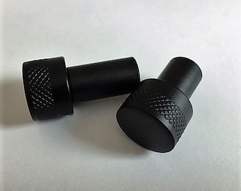 Black Knob Black Knurled Knob  Black Pull - Black Cabinet Pull - Black Cabinet Knob - Brass Hardware Knurled