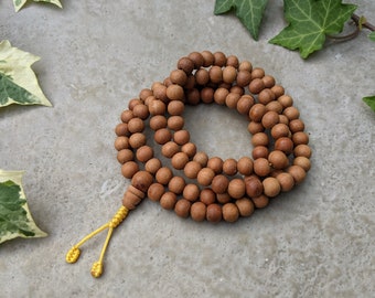 Genuine Aromatic Sandalwood Necklace 8mm Beads Mala Bead Wrist Wrap Reiki Yoga Meditation Spiritual Practice Bohemian Prayer Buddhist