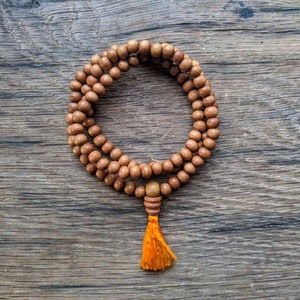 Aromatic Sandalwood Prayer Beads Necklace / Reiki, Yoga, Meditation, Spiritual Practice Bohemian Prayer Mala Buddhist Natural Boho Gift