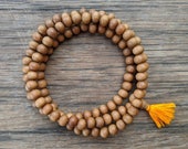 Aromatic Sandalwood 108 Beads Mala Bead Necklace Reiki, Yoga, Meditation, Spiritual Practice Bohemian Prayer Buddhist Natural Boho Gift