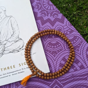 Aromatic Sandalwood Mala Bead Necklace for Reiki, Yoga, Meditation, Spiritual Practice Bohemian Prayer Buddhist Natural Boho Gift 8mm Beads image 3