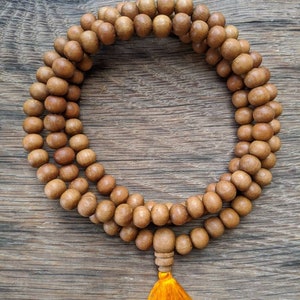 Aromatic Sandalwood Mala Bead Necklace for Reiki, Yoga, Meditation, Spiritual Practice Bohemian Prayer Buddhist Natural Boho Gift 8mm Beads image 4