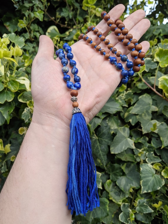 108 Bead Hand knotted Sandalwood & Gemstone Mala Necklaces 108 Bead Hand knotted Sandalwood & Gemstone Mala Necklaces