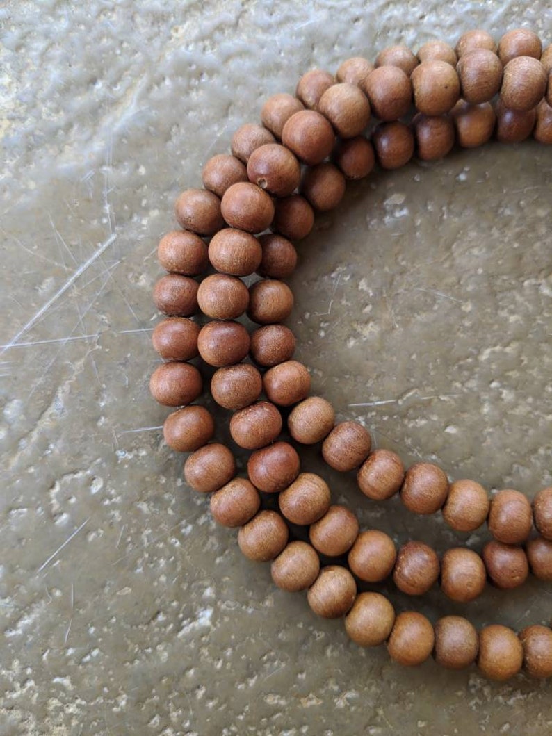 Aromatic Sandalwood Mala Bead Necklace for Reiki, Yoga, Meditation, Spiritual Practice Bohemian Prayer Buddhist Natural Boho Gift 8mm Beads image 7