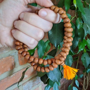 Aromatic Sandalwood Mala Bead Necklace for Reiki, Yoga, Meditation, Spiritual Practice Bohemian Prayer Buddhist Natural Boho Gift 8mm Beads image 9