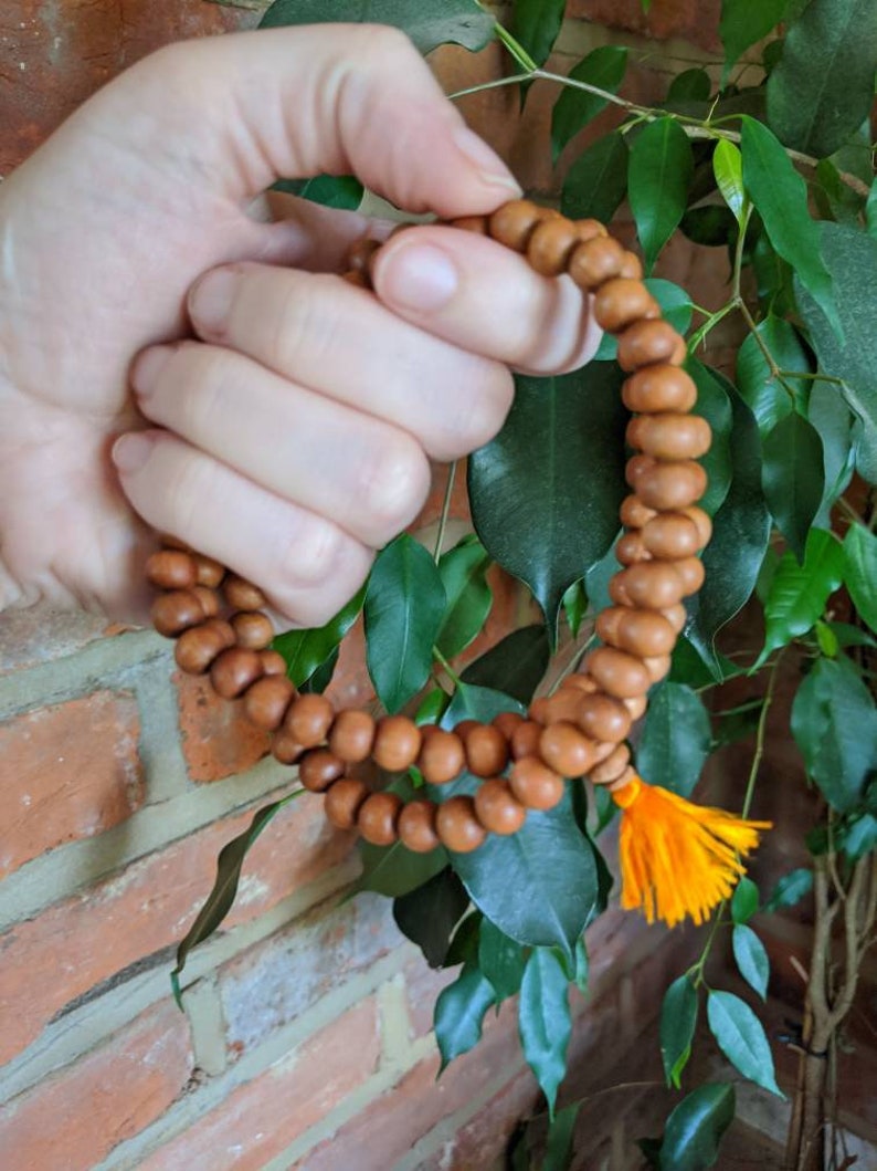 Aromatic Sandalwood Mala Bead Necklace for Reiki, Yoga, Meditation, Spiritual Practice Bohemian Prayer Buddhist Natural Boho Gift 8mm Beads image 9