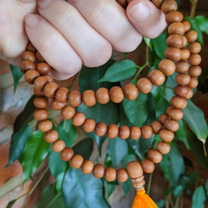 Aromatic Sandalwood Mala Bead Necklace for Reiki, Yoga, Meditation, Spiritual Practice Bohemian Prayer Buddhist Natural Boho Gift 8mm Beads image 8