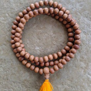 Aromatic Sandalwood Mala Bead Necklace for Reiki, Yoga, Meditation, Spiritual Practice Bohemian Prayer Buddhist Natural Boho Gift 8mm Beads image 6
