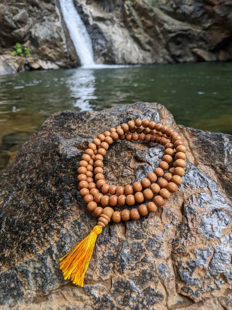 Aromatic Sandalwood Mala Bead Necklace for Reiki, Yoga, Meditation, Spiritual Practice Bohemian Prayer Buddhist Natural Boho Gift 8mm Beads image 1
