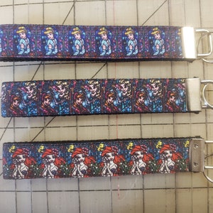 Handmade, Fandom, Disney, Princess, Ariel, Cinderella, Elsa, Anna, Stained Glass, Key Fob, Wristlet, Keychain, Gifts for Him, Gifts for Her