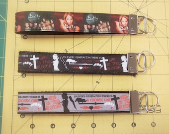 Handmade, Fandom, Buffy the Vampire Slayer, Spike, Angel, Horror, TV Show, Willow, Xander, The Slayer,  Key Fobs, Wristlet, Keychain, Gifts