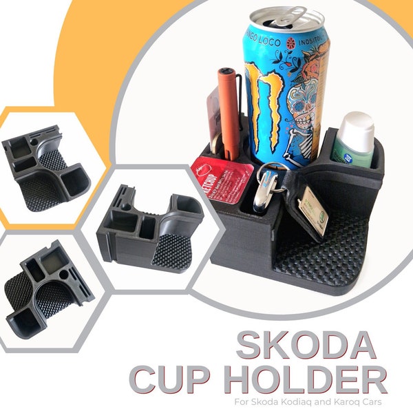 Skoda Kodiaq or Karoq Cup Holder Replacement  (3D Printed) - holds larger cups and bottles