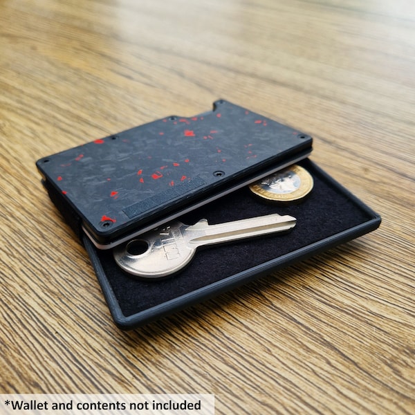 Coin Tray/EDC Holder for Slim, Minimalist, Ridge style wallets. Holds coins, keys, memory cards, etc. Felt lined (optional). Every Day Carry