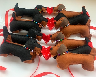 Handmade Felt Dachshund Garland Wire Haired: Dog Lover Decor