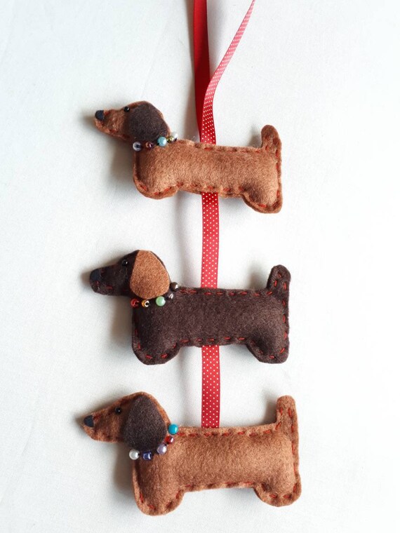 Handmade Dachshund Sausage Dog Decorative Hanging 3 Dogs Etsy