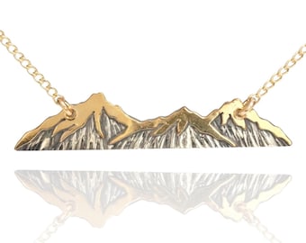 Three Sisters Mountain Necklace – Sterling Silver & 14K Gold Filled