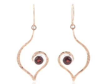 Heart Garnet Earrings: 14k Gold Filled Sterling Silver Bezel