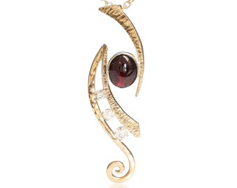 14K Gold Filled Garnet & Moissanite Bypass Pendant Necklace