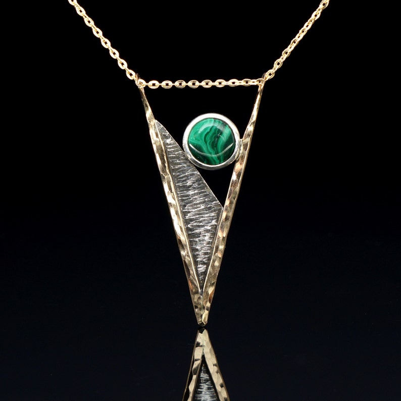 Gold Fill and Oxidized Sterling Silver Spike Malachite Etsy