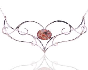 Feather Ridge Plume Agate Necklace: Sterling Silver Elven Vine