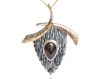 Garnet Blade Necklace - 14k Gold Filled and Sterling Silver - January Birthstone - Shark Tooth Necklace