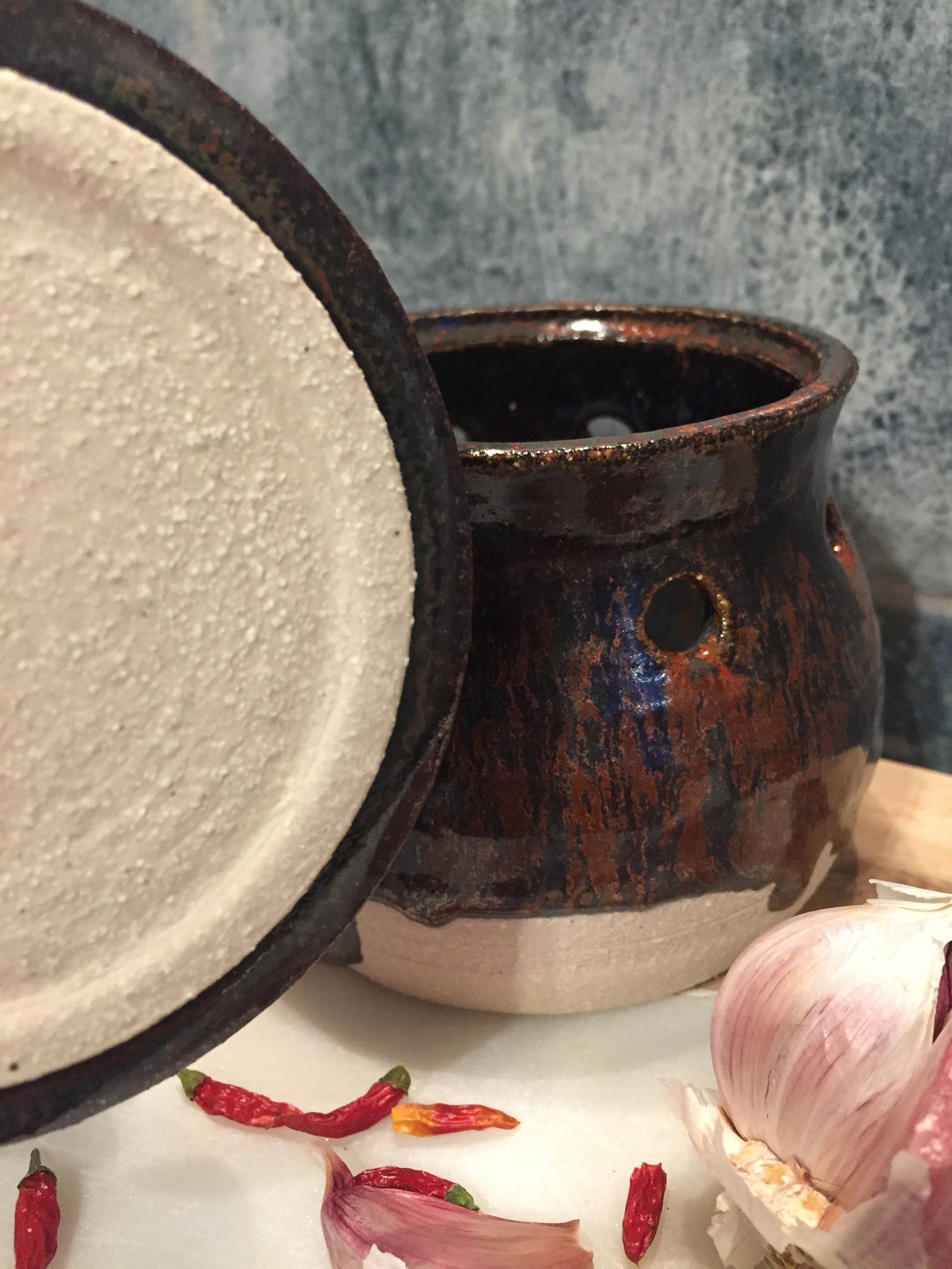 Pottery Garlic Keeper Jar / Garlic Storage Pot / Garlic Etsy