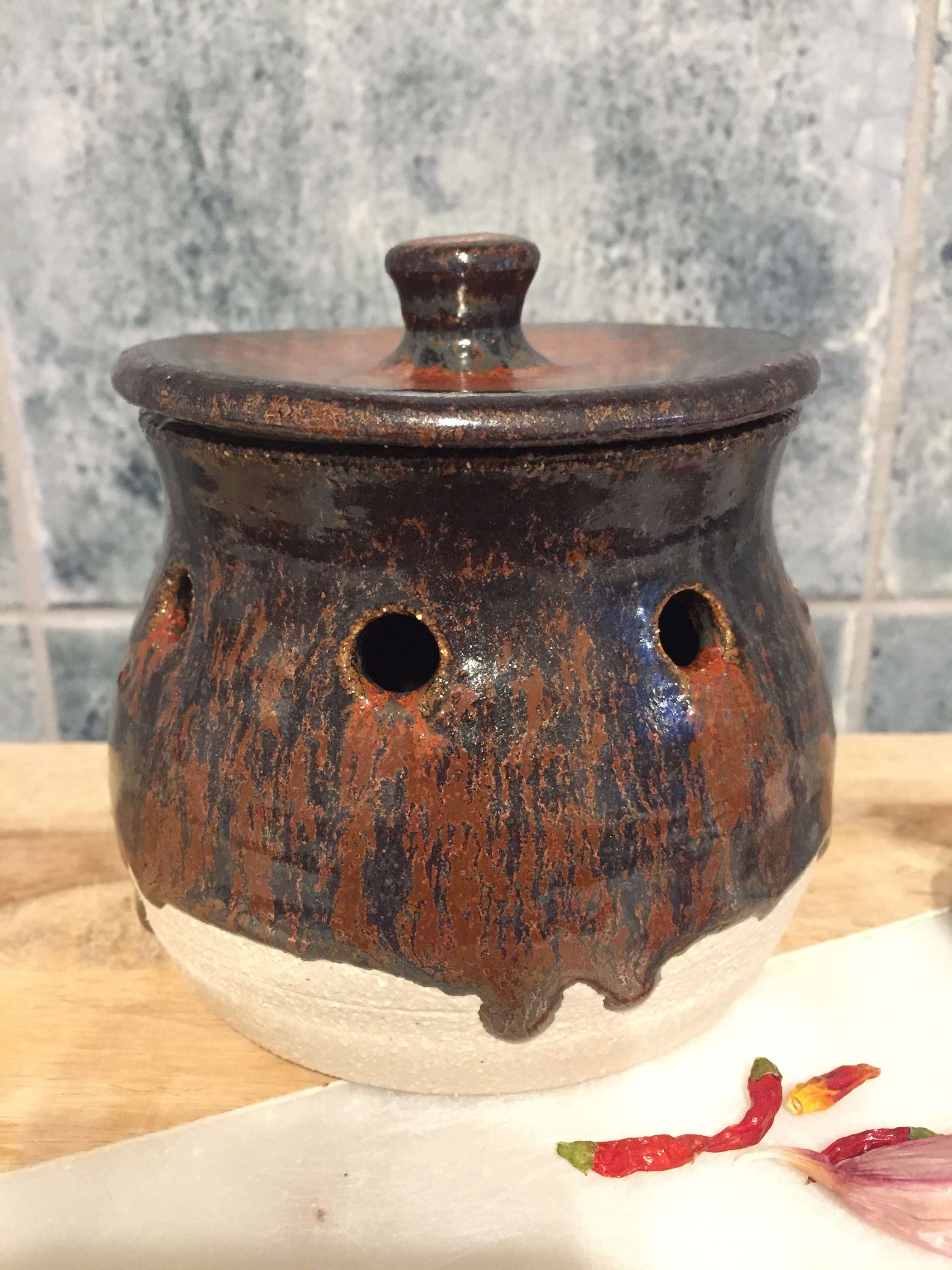 Pottery Garlic Keeper Jar / Garlic Storage Pot / Garlic Etsy