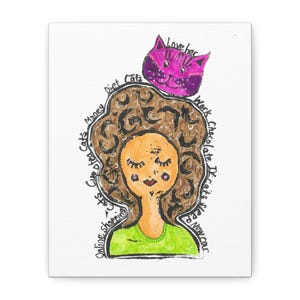 Whimsical Cat Lover Canvas Art, Perfect for Home Decor, Gift for Cat Lovers, Cute Wall Art, Unique Gift Idea, Vibrant Decor
