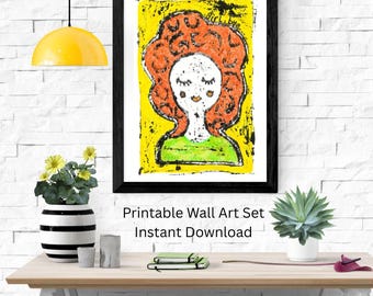 Juego de 3 láminas decorativas para pared con el tema "La fuerza de la mujer" / Arte "Adiós, chica" / Frases sobre la maternidad / Decoración femenina moderna / Descarga instantánea